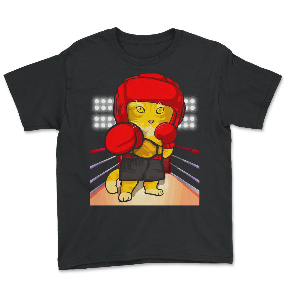Boxing Cat Funny Cute Boxing Sport Design design - Youth Tee - Black