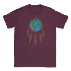 Earth Dream Catcher Shield T-Shirt Gift for Earth Day Unisex T-Shirt - Maroon