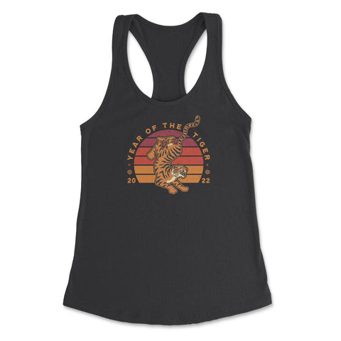 Year of the Tiger 2022 Retro Vintage-Style Sunset Aesthetic graphic - Black