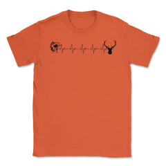 Funny Fish Deer EKG Heartbeat Fishing And Hunting Lover print Unisex - Orange