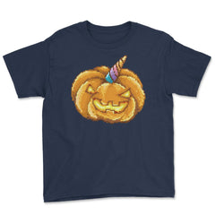 Jack O Unicorn Pumpkin Halloween T Shirt Gifts Youth Tee - Navy