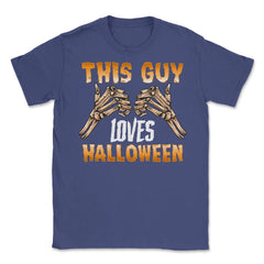 This guy loves Halloween Skeleton Funny Character Unisex T-Shirt - Purple