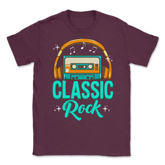 Classic Rock Cassette Tape With Headphones design Unisex T-Shirt - Maroon