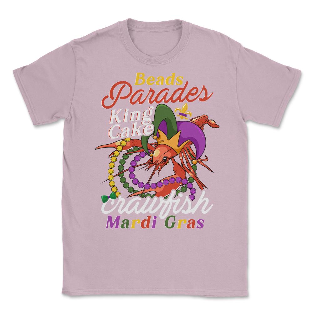 Crawfish With Jester Hat & Bead Necklaces Funny Mardi Gras design - Light Pink