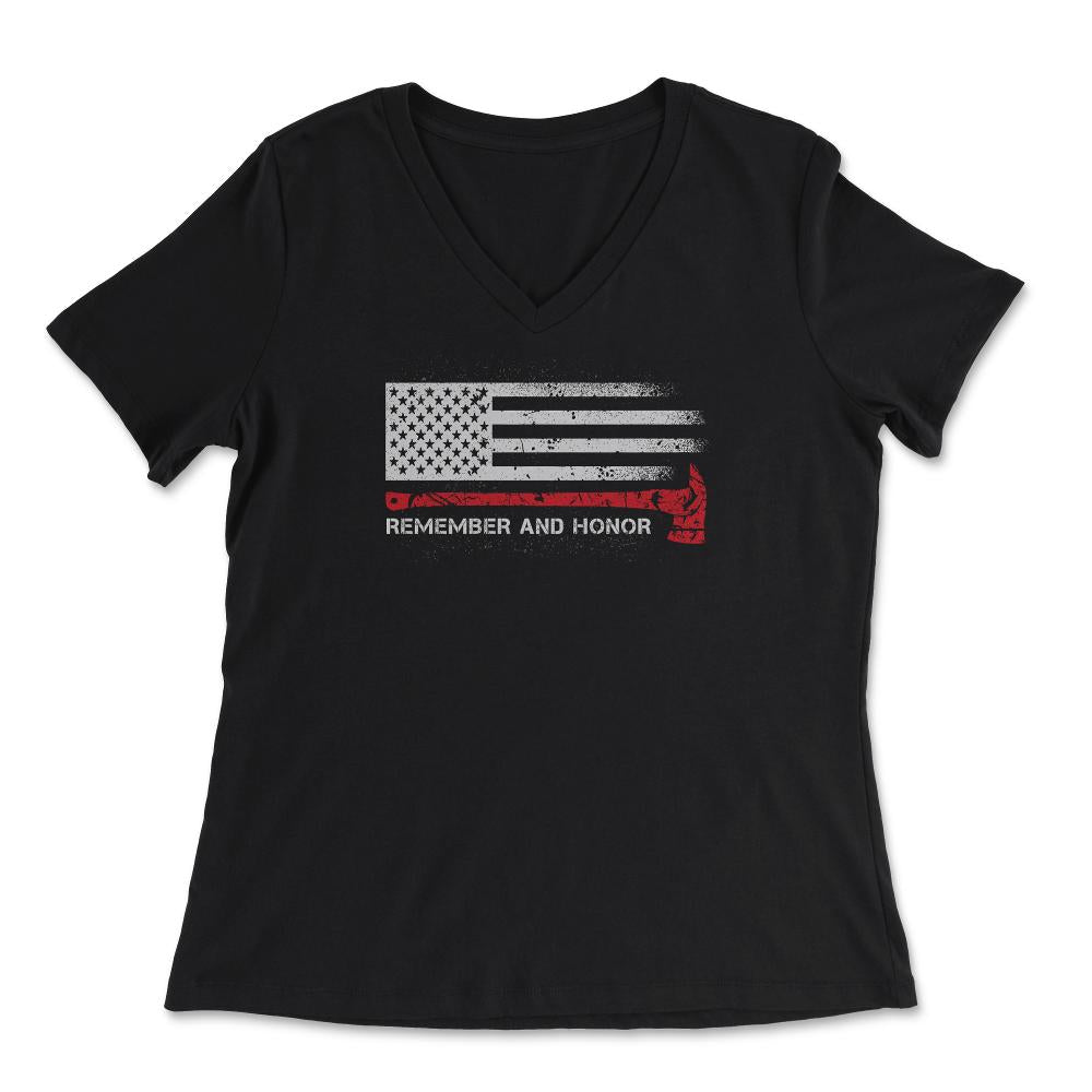 Remember And Honor Our Firefighters Patriotic Tribute design - Women's V-Neck Tee - Black