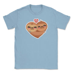 Sloth Love Heart Funny Humor Valentine T-Shirt Unisex T-Shirt - Light Blue