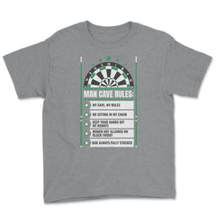 Man Cave Rules Funny Man space Design graphic Youth Tee - Grey Heather