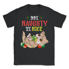 Naughty or Nice Christmas Cat Funny Humor Unisex T-Shirt - Black