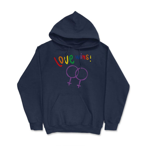 Love wins! Women t-shirt Gay Pride Month Shirt Tee Gift Hoodie - Navy