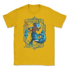 Pisces Zodiac Sign Warrior Anime Style Merman print Unisex T-Shirt - Gold