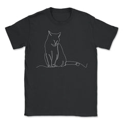 Outline Cat Theme Design for Line Art Lovers design - Unisex T-Shirt - Black