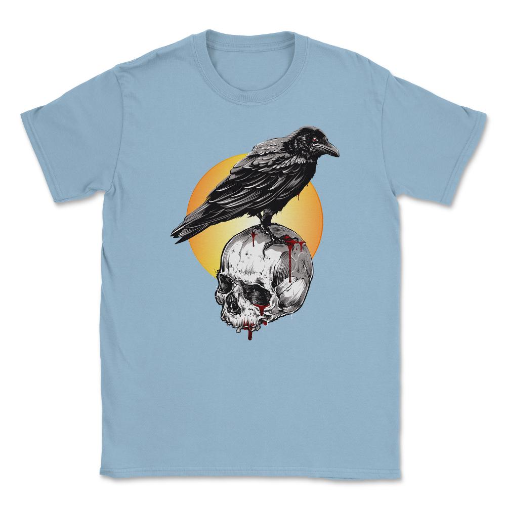 Raven & Skull Circle of Death Halloween T-Shirt Unisex T-Shirt - Light Blue