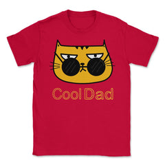 Cool Dad Hipster Cat Humor T-Shirt Tee Gift Unisex T-Shirt - Red