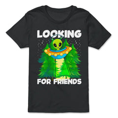 Alien in Spaceship Looking For Friends Funny Design graphic - Premium Youth Tee - Black