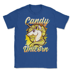 Candy Corn Unicorn Halloween Funny Candy Unicorn Unisex T-Shirt - Royal Blue
