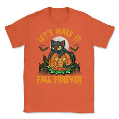 Funny & Cute Cat with Jack o Lantern Halloween Unisex T-Shirt - Orange