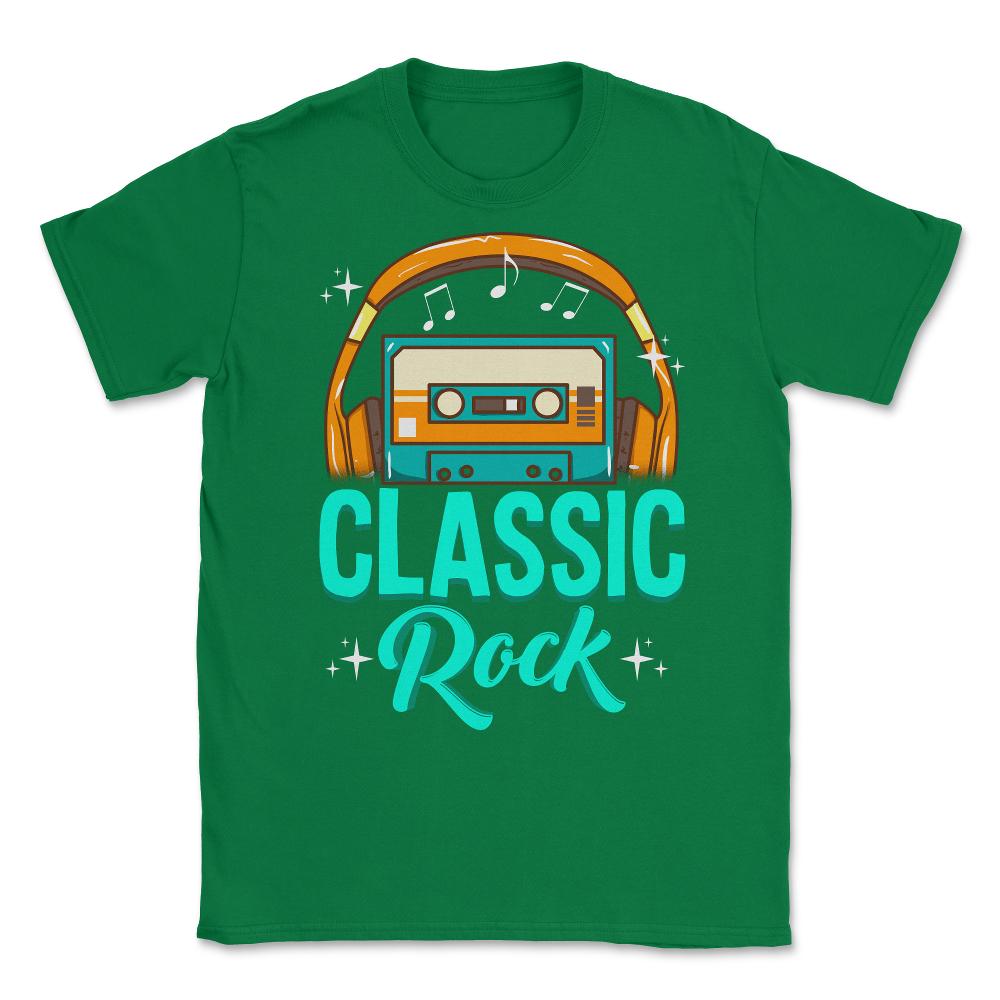 Classic Rock Cassette Tape With Headphones design Unisex T-Shirt - Green