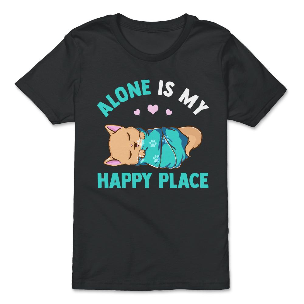 Alone is My Happy Place Design for Kitty Lovers product - Premium Youth Tee - Black