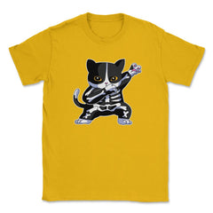 Cat Dabbing in Halloween Skeleton Costume Funny Cute product Unisex - Gold