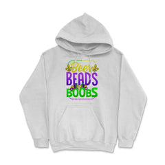 Beer Beads and Boobs Mardi Gras Funny Gift print Hoodie - White