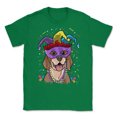 Mardi Gras Beagle with Jester hat & masquerade mask Funny product - Green