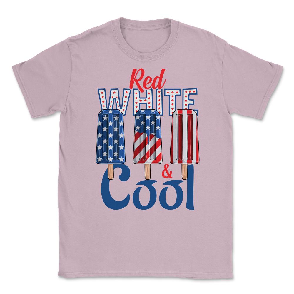 Red, White & Cool Patriotic Popsicle USA Flag Ice Cream graphic - Light Pink