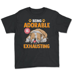 English Bulldog Being Adorable is Exhausting Funny Design design - Youth Tee - Black