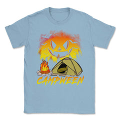 Halloween + Camping = Campween Funny Jack O-Lanter Unisex T-Shirt - Light Blue
