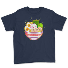 Japan Happy Ramen Characters Noodles Gift print Youth Tee - Navy