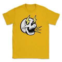 Electrifying Skull Halloween T Shirts & Gifts Unisex T-Shirt - Gold