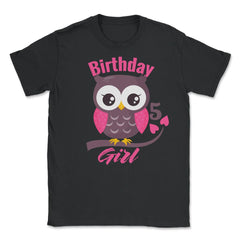 Owl on a tree branch Character Funny 5th Birthday girl design Unisex - Black