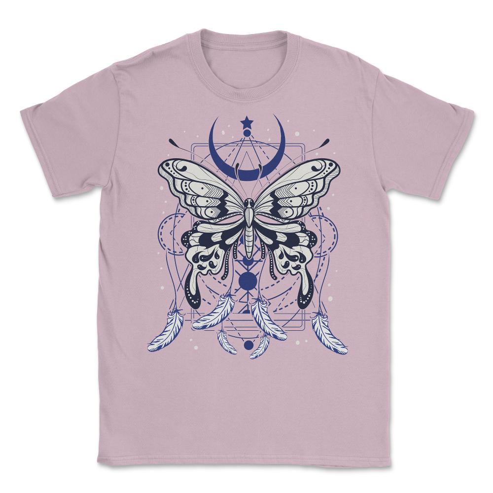 Butterfly Dreamcatcher Boho Mystical Esoteric Art print Unisex T-Shirt - Light Pink