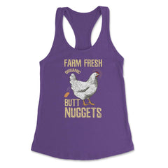 Farm Fresh Organic Butt Nuggets Chicken Nug graphic Women's Racerback - Purple