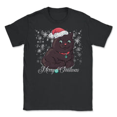 Merry Christmas Cat Funny Humor T-Shirt Tee Gift Unisex T-Shirt - Black