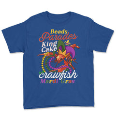 Crawfish With Jester Hat & Bead Necklaces Funny Mardi Gras design - Royal Blue