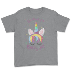 Best Friend of the Birthday Girl! Unicorn Face product Youth Tee - Grey Heather