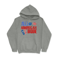 All American Dude Patriotic USA Flag Grunge Style design Hoodie - Grey Heather