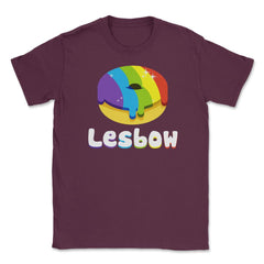 Lesbow Rainbow Donut Gay Pride Month t-shirt Shirt Tee Gift Unisex - Maroon