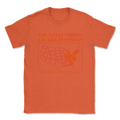 Cicada Invasion Coming to These States in US Map Cool graphic Unisex - Orange