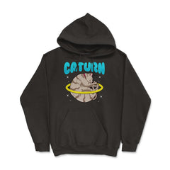 Caturn Cat in Space Planet Saturn Kitty Funny Design design Hoodie - Black