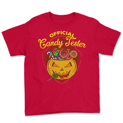 Official Candy Tester Trick or Treat Halloween Fun Youth Tee - Red