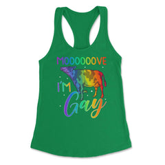 Mooooove I’m Gay Cow Gay Pride LGBTQ Rainbow Flag design Women's - Kelly Green