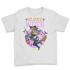 Anime Classy Witch Design graphic Youth Tee - White