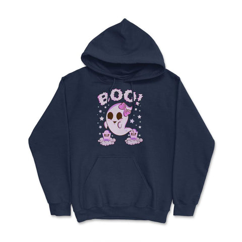 Boo! Girl Cute Ghost Funny Humor Halloween Hoodie - Navy
