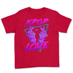 Korean Love Sign K-POP Love Fingers design Youth Tee - Red