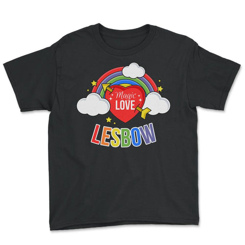 Lesbow Rainbow Heart Gay Pride Month t-shirt Shirt Tee Gift Youth Tee - Black
