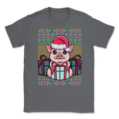 Pig Ugly Christmas Sweater Style Funny Unisex T-Shirt - Smoke Grey