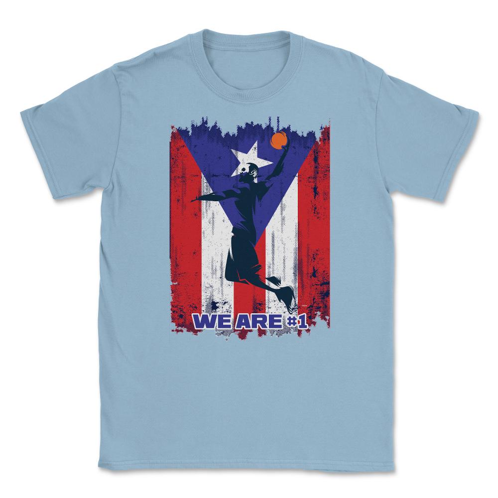 106.	Puerto Rico Flag Basketball Jump We are #1 T Shirt Gifts Shirt - Light Blue