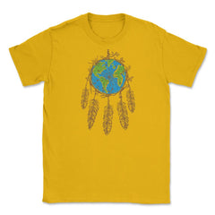 Earth Dream Catcher Shield T-Shirt Gift for Earth Day Unisex T-Shirt - Gold