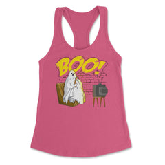 Boo! Ghost Watching TV, Drinking & Eating a Hamburger Funny graphic - Hot Pink